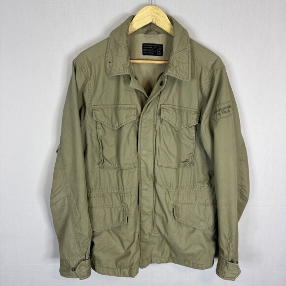 Abercrombie & Fitch Military Field Jacket Men’s M Olive Green 100% Cotton Y2K - Picture 1 of 8